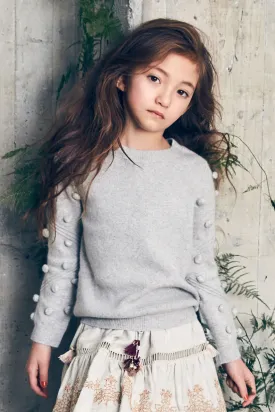 Nellystella Snowdrop Girls Sweater - Heather Grey (Size 4 left)